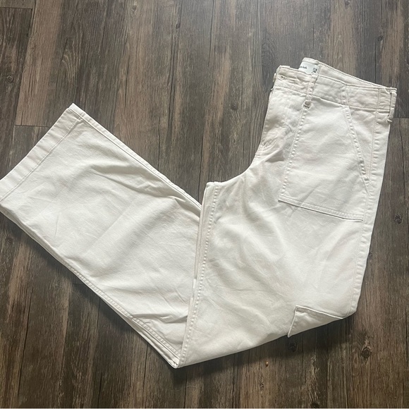 Abercrombie Kids Cream Adjustable Waist Mid Waist Wide Leg Cargo Pants long17/18 - Picture 8 of 13